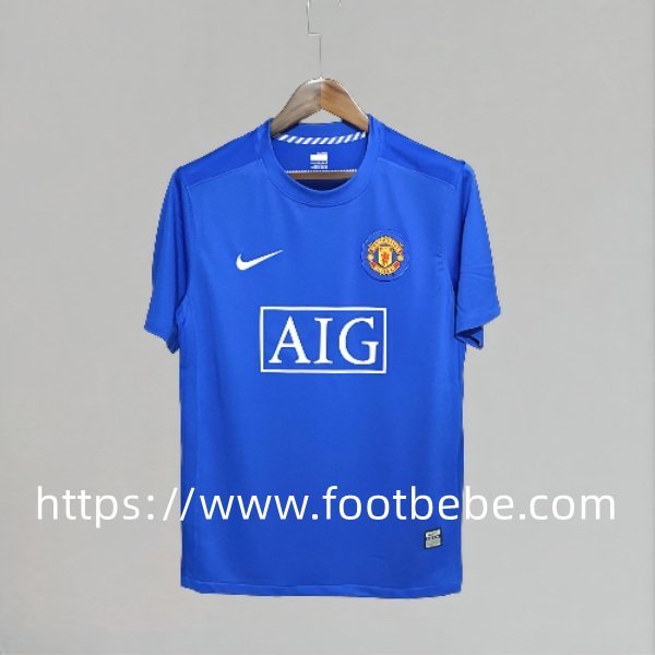 Maillot de foot vintage Manchester United 2007 2008 exterieur bleu