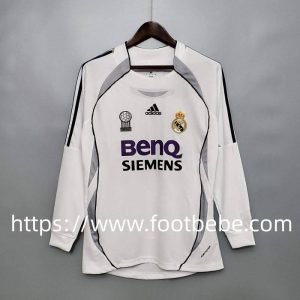 Maillot vintage Real Madrid 2006 2007 manches longues domicile blanc