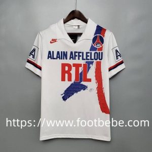 Maillot de foot vintage PSG 1990 1991 exterieur blanc