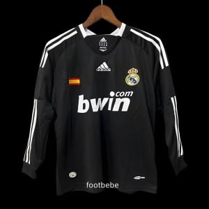 Maillot Vintage Real Madrid 2008 2009 Manches longues noir
