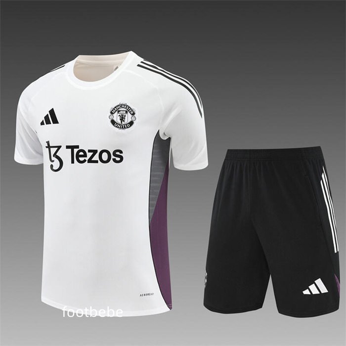 Ensemble Maillot Manchester United 2025 2026 Blanc violet