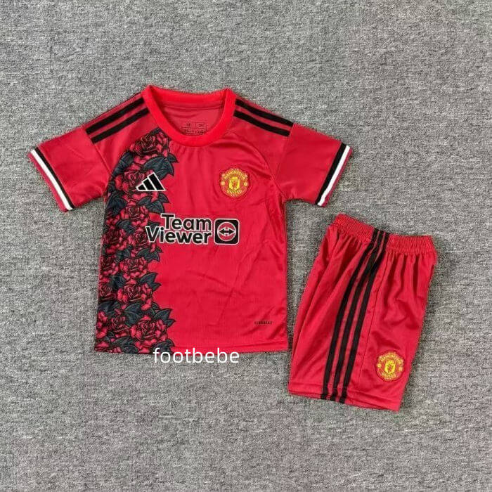 Maillot Manchester United Enfant 2025 2026 Rouge concept