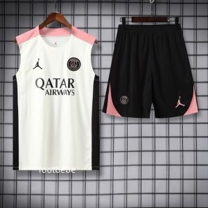Ensemble PSG 2025 2026 Sans manches Blanc cassé