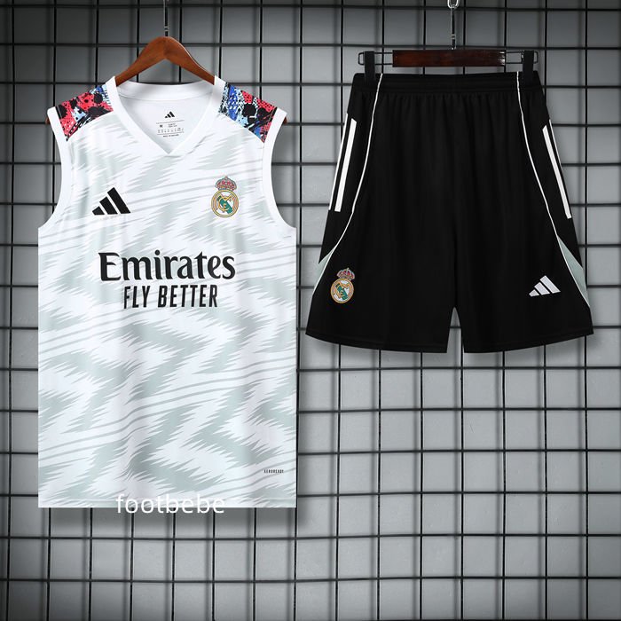Ensemble Real Madrid 2025 2026 Blanc Motif sans manches