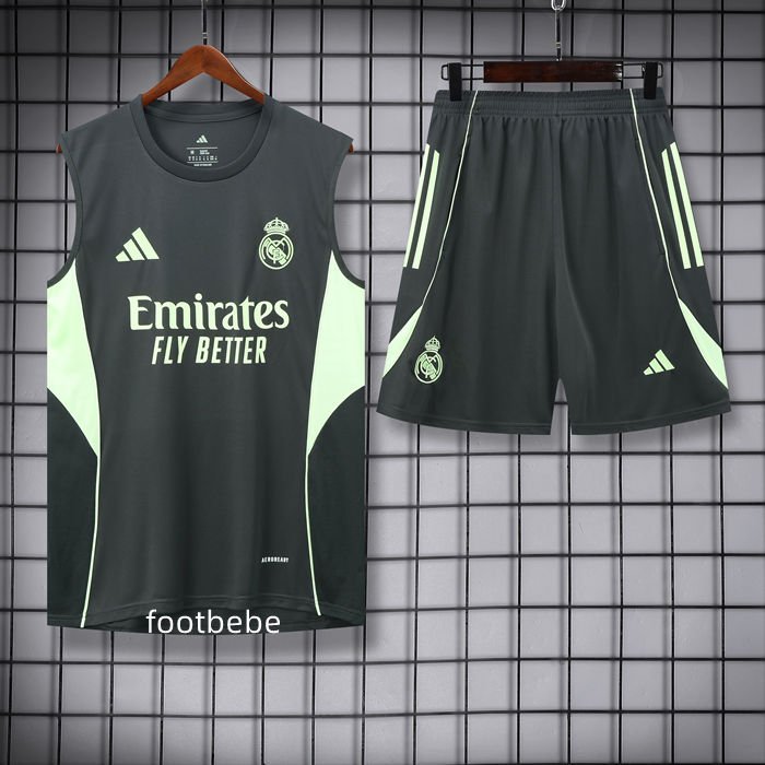 Ensemble Real Madrid 2025 2026 Gris foncé sans manches