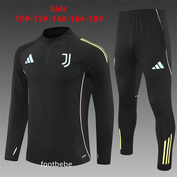 Survetement Juventus Enfant 2025 2026 demi-zip Noir
