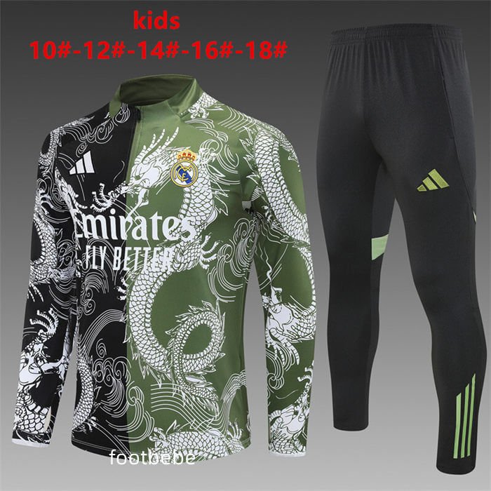 Survetement Real Madrid Enfant 2025 2026 Noir et vert