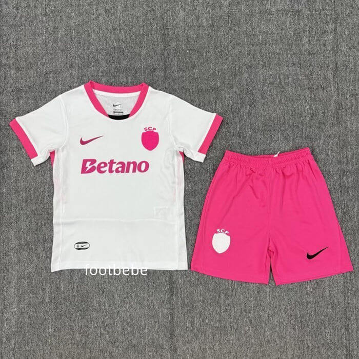 Maillot Sporting CP Enfant 2025 2026 Blanc Rose