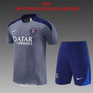 Ensemble PSG Enfant 2025 2026 gris et bleu