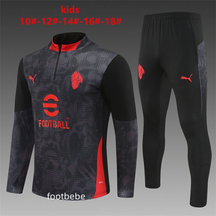 Survetement AC Milan Enfant 2025 2026 demi-zip Noir