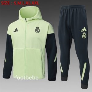 Ensemble Sweat capuche Real Madrid 2026 2027 Vert fluo