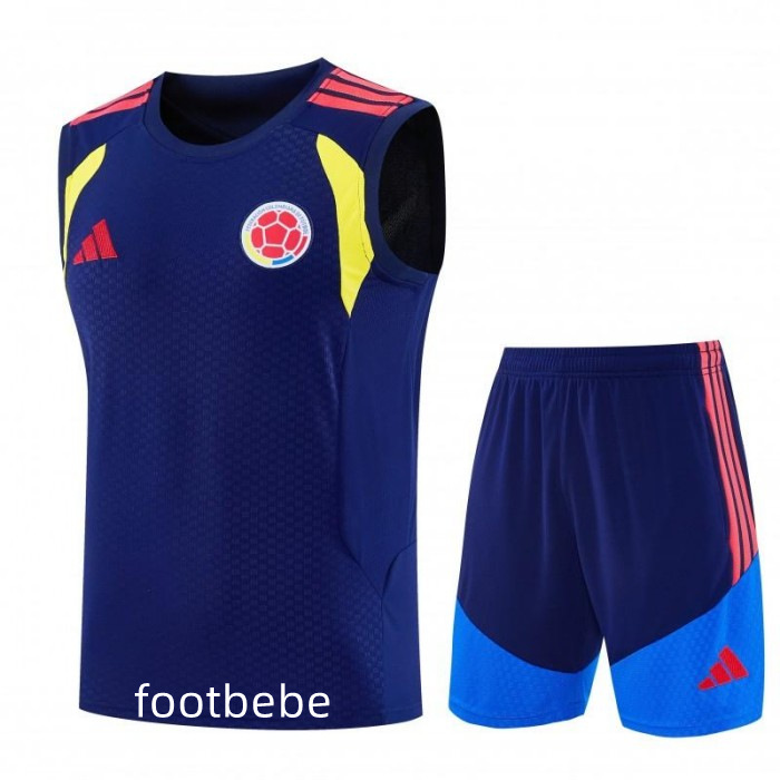 Ensemble Maillot Colombie 2026 2027 bleu royal Sans manches