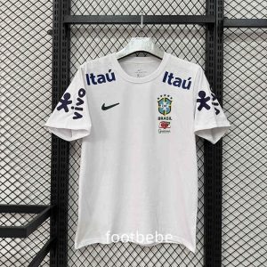 Maillot Brésil 2026 2027 T-shirt blanc Avec parrainage