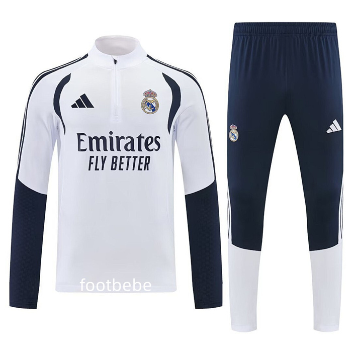 Survêtement Real Madrid 2026 2027 Blanc et bleu royal B