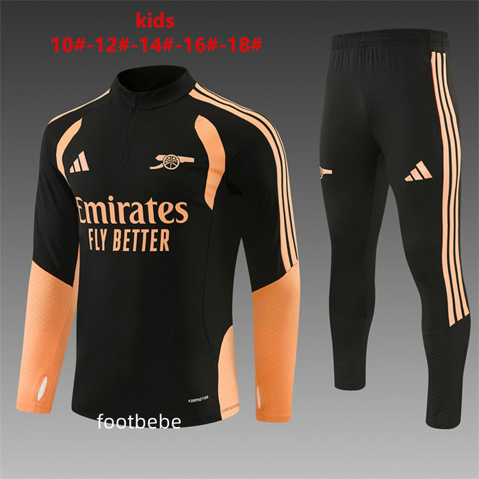 Survetement Arsenal Enfant 2026 2027 Noir et orange