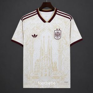 Maillot Espagne Coupe du monde 2026 or blanc Avec 2 étoiles